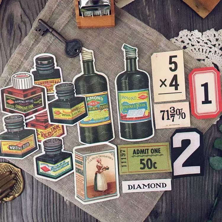 Vintage Ink solid Stickers -15Pcs each pack