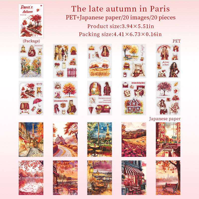 0916 Autumn in paris PET & Washi Sticker book -20Pcs each pack