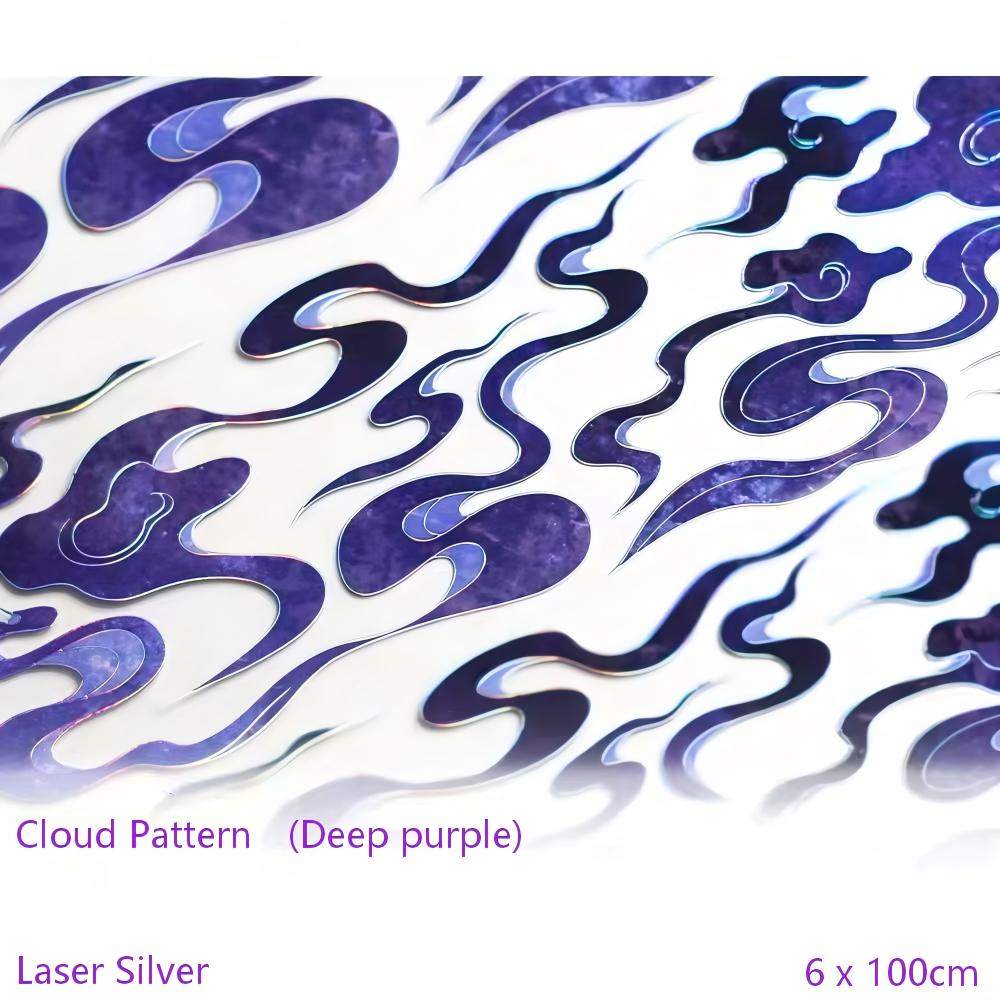 Cloud Pattern Deep Purple (Laser Silver) PET Tape (6 x 100 cm) 1 loop