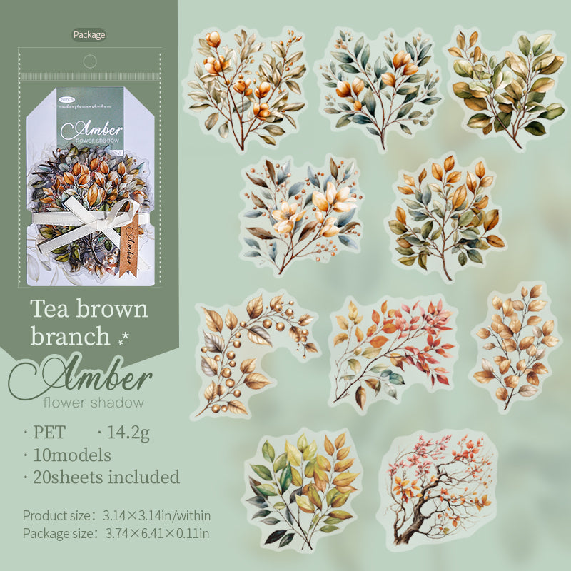 0226 Amber flower shadow Series Stickers -20Pcs each pack
