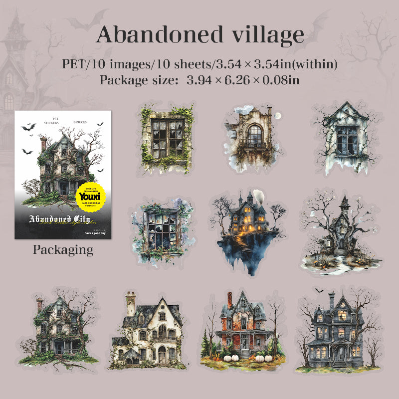 Abandoned City PET Stickers -10Pcs each pack