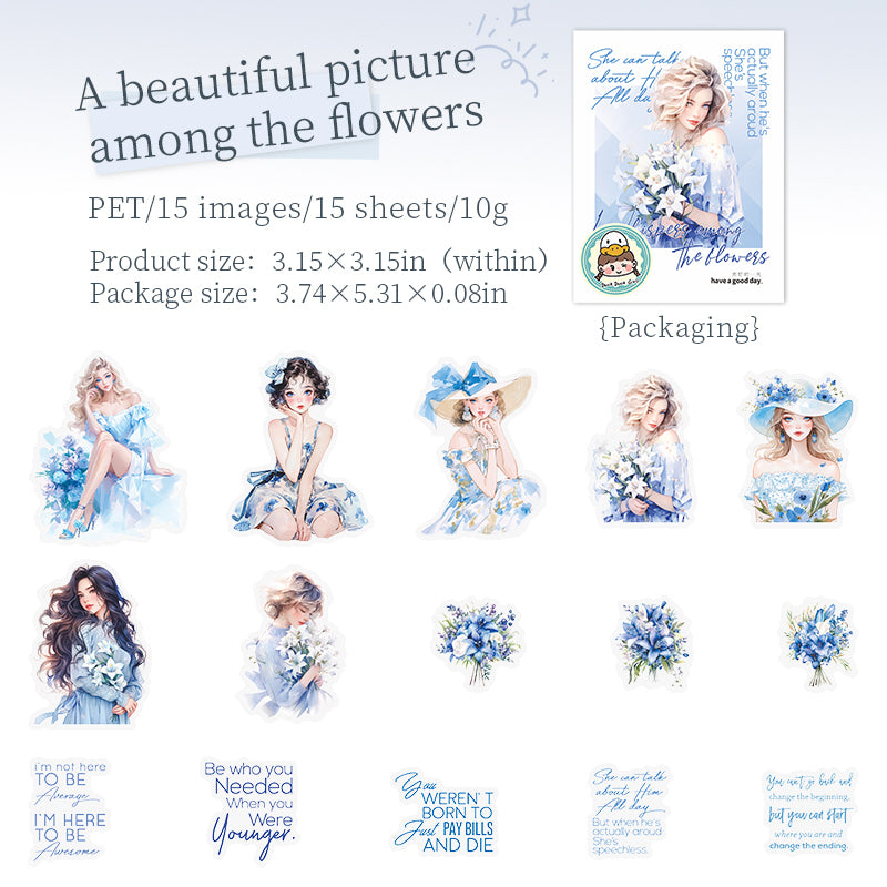 0226 Whisper among the flowers Series Stickers -15Pcs each pack
