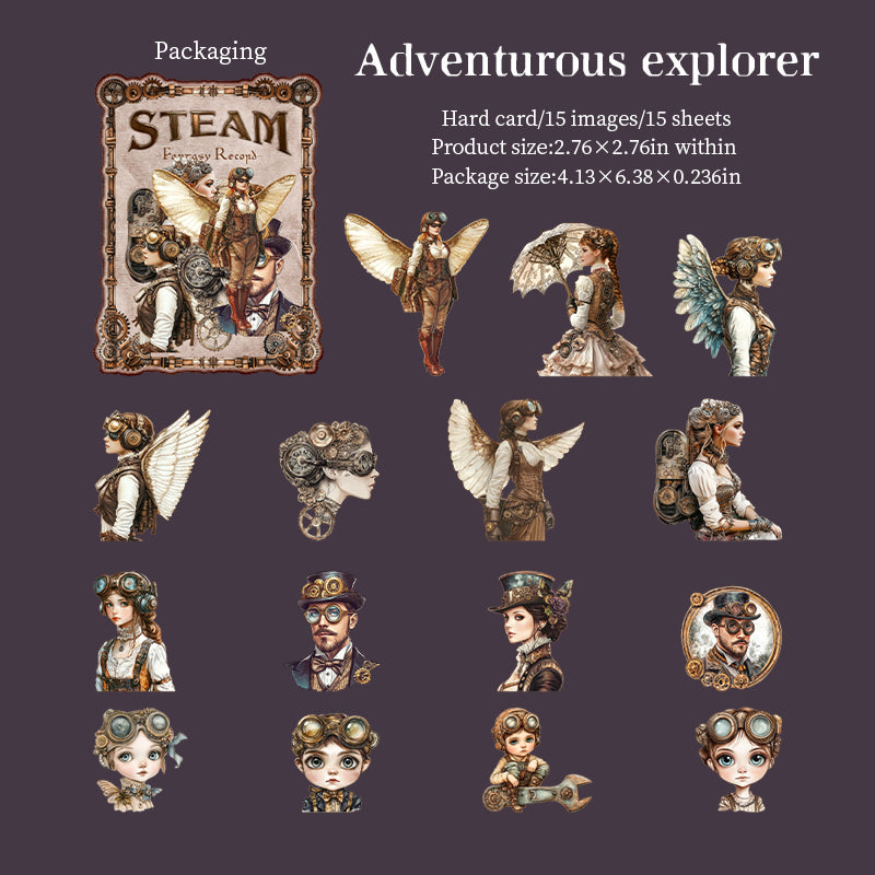 Steampunk cardstock Sticker -15Pcs each pack