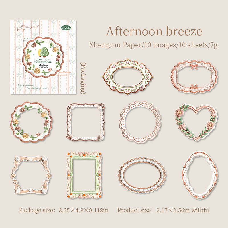 Frame Collection Paper Embossed Sticker -10Pcs each pack