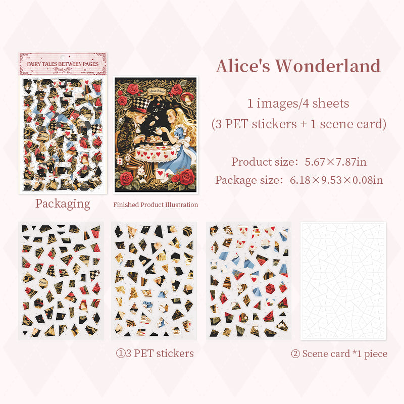 Fairy Tales Between Pages White Card & PET Sticker -4pcs each pack