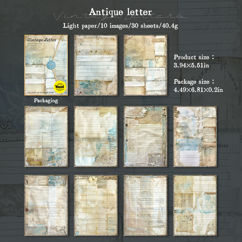 0325 Vintage Letter Series Paper -30Pcs each pack