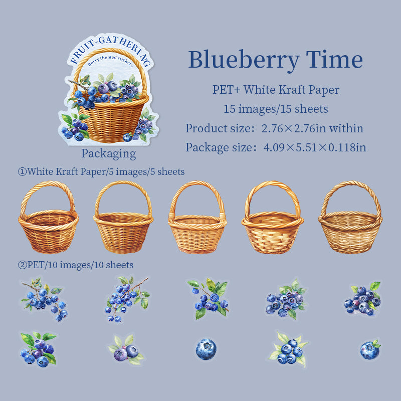 Picking fruits PET & Solid Sticker -15Pcs each pack