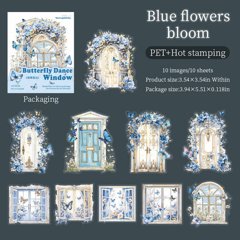 0910 Butterfly by the window PET Sticker -10Pcs each pack