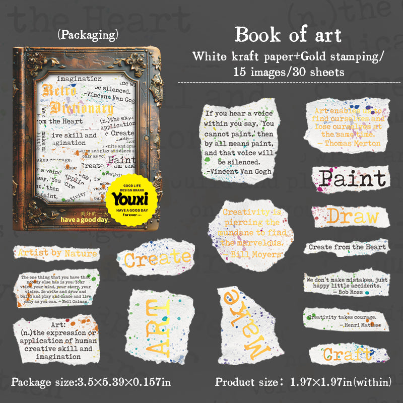 0416 Retro Dictionary Series Sticker -30Pcs each pack