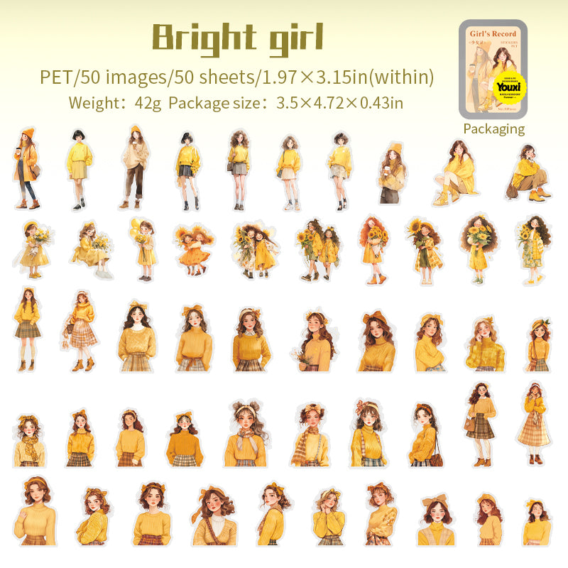 0321 Girls record Series Sticker -50Pcs each pack