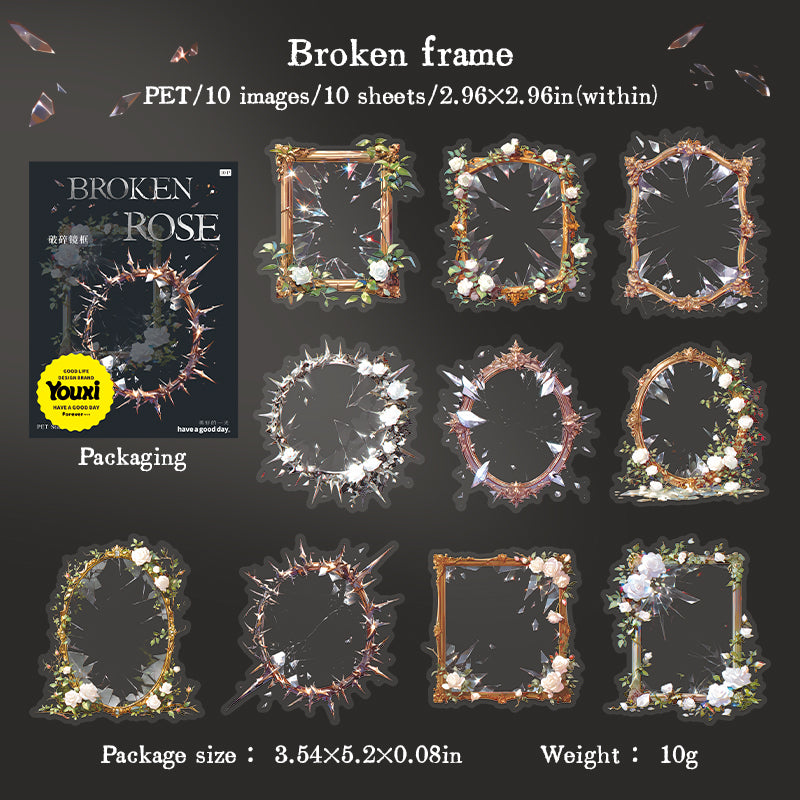0321 Broken Rose Series Sticker -10Pcs each pack
