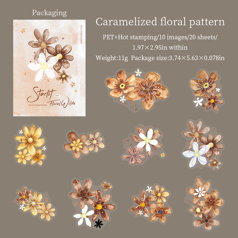 Starry Flower Wilds PET Stickers -20Pcs each pack