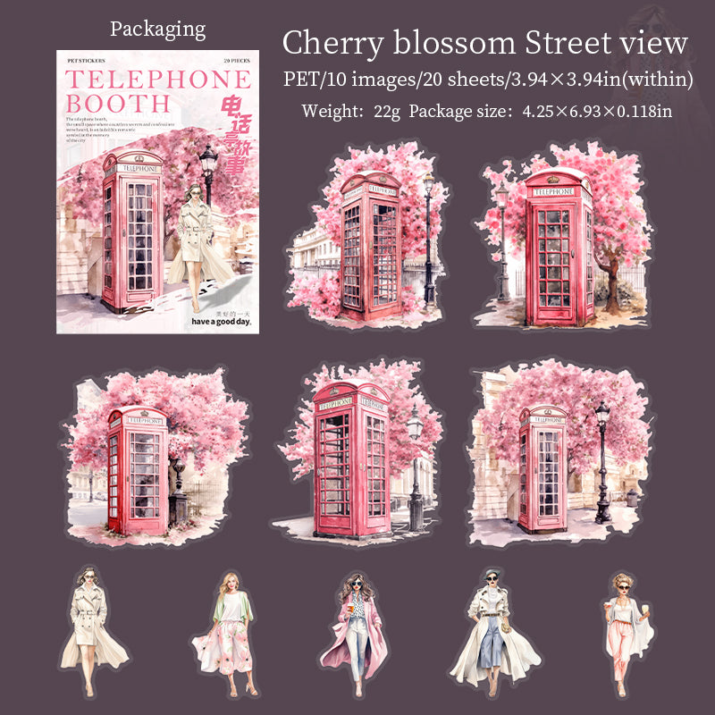 0226 Telephone Booth Series Stickers -20Pcs each pack