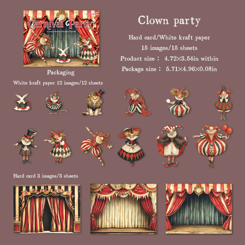 Circus cardstock & Solid sticker -15Pcs each pack