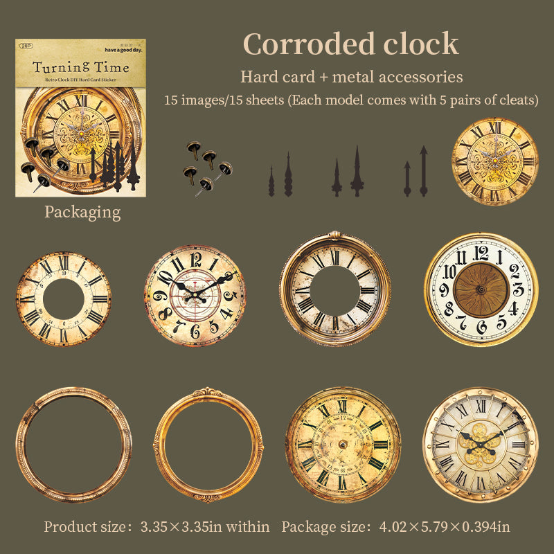 Vintage clock cardstock sticker -20Pcs each pack