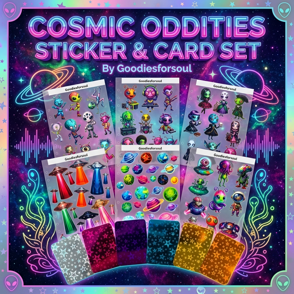 Cosmic Oddities Sticker & Card Set