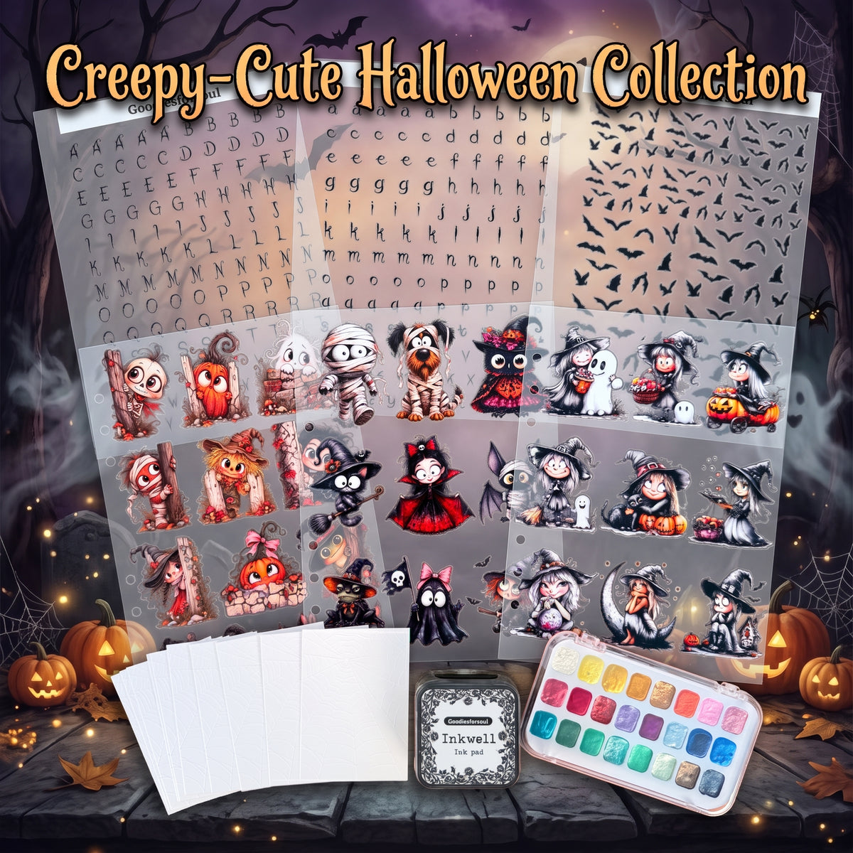 Creepy-Cute Halloween Collection stickers and journaling supplies