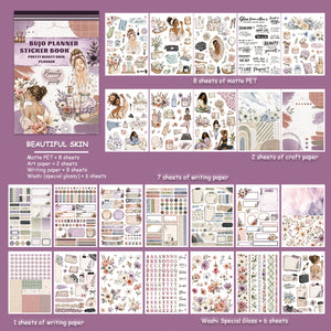 Beautiful Skin Boho Planner sticker book contents overview