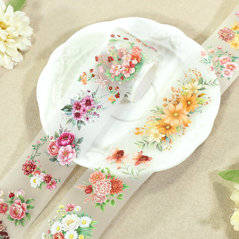 Warm-Toned Floral Paintings PET Tape (4cm x 2m)