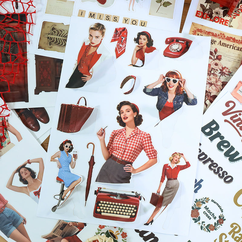 Vintage Red sticker pages