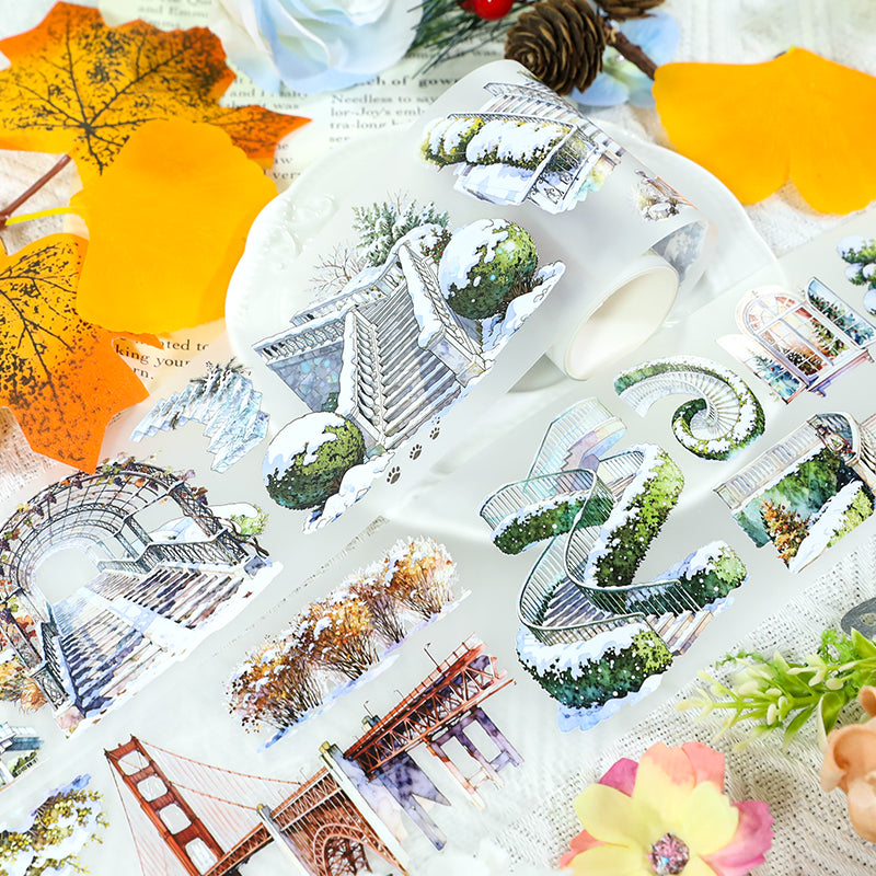 Frosted Leaves on the long staircase PET Tape (7cm x 2m)