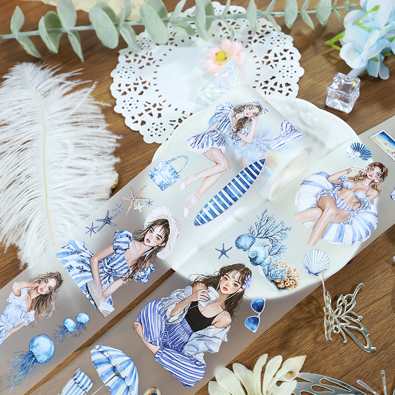 0804 T-340 Blue-rayed holiday PET tape -6cm*2m