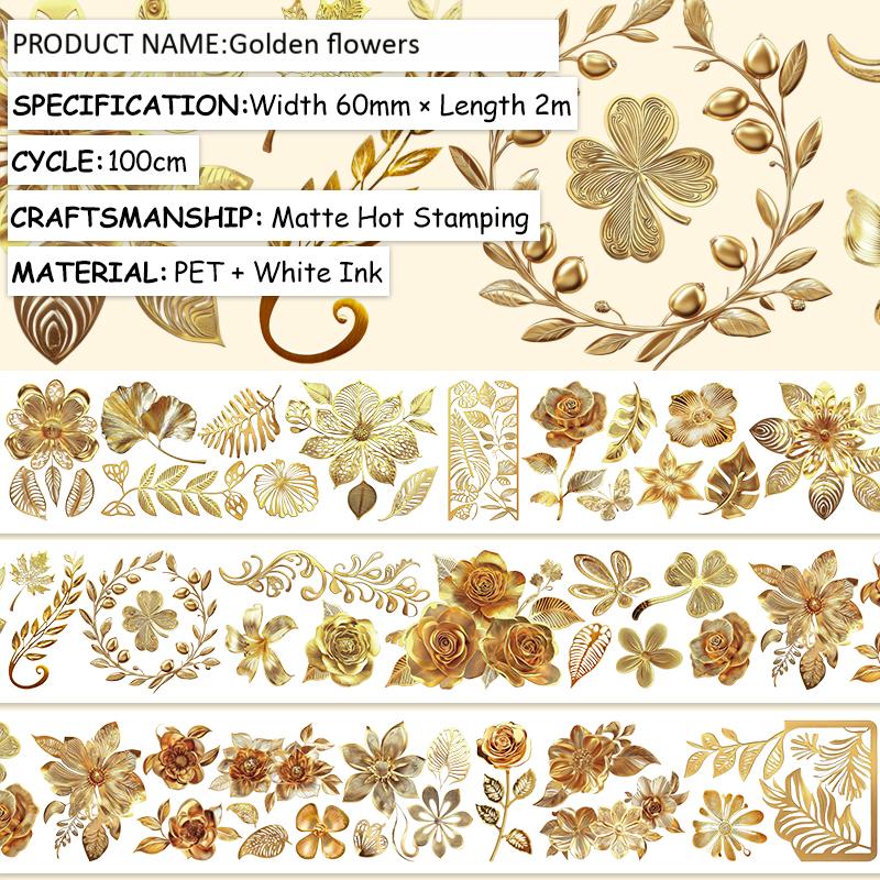 0616 T-245 Golden flowers PET tape -6cm*2m