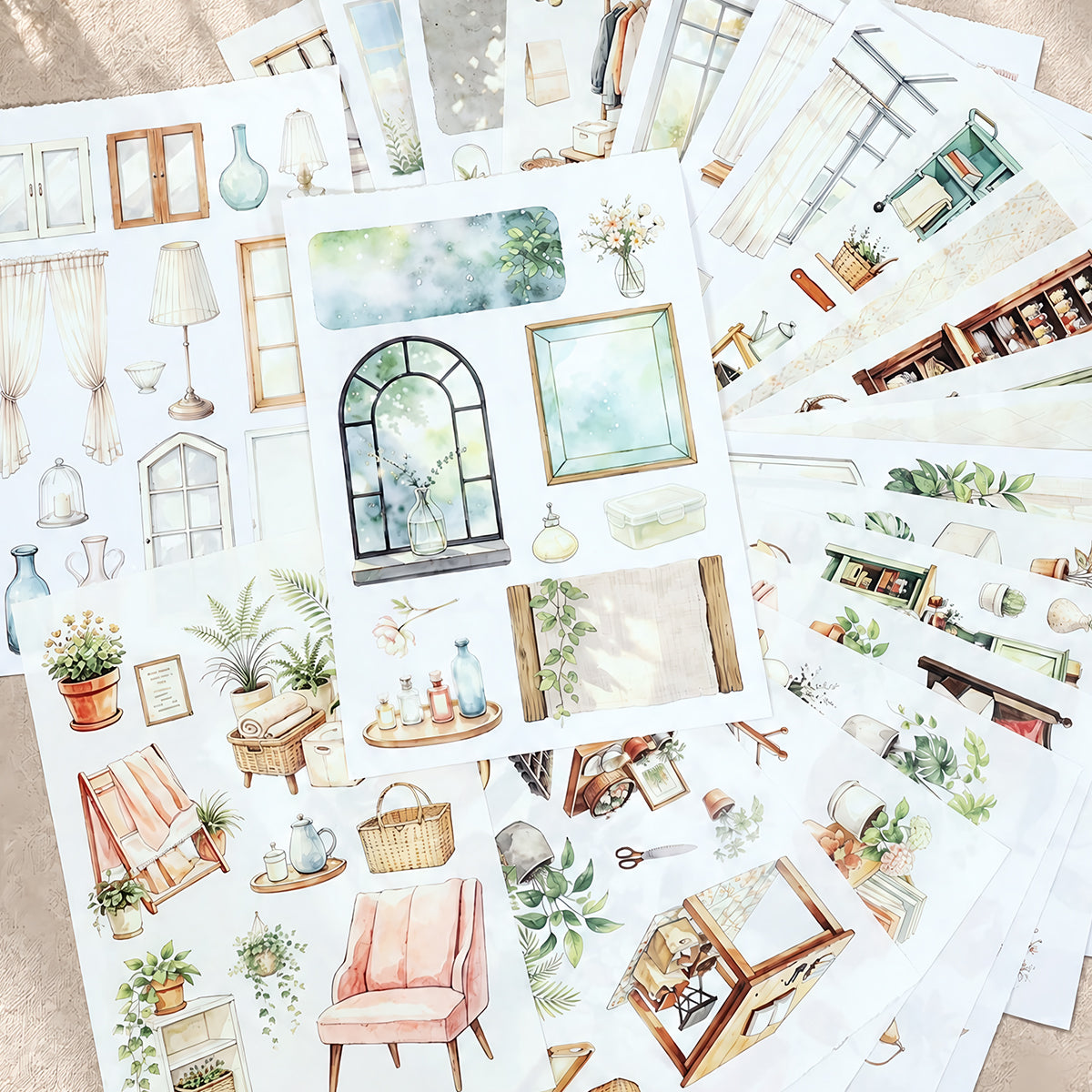 Forest-Style Greenhouse With Plants Sticker Book – 22 Pcs