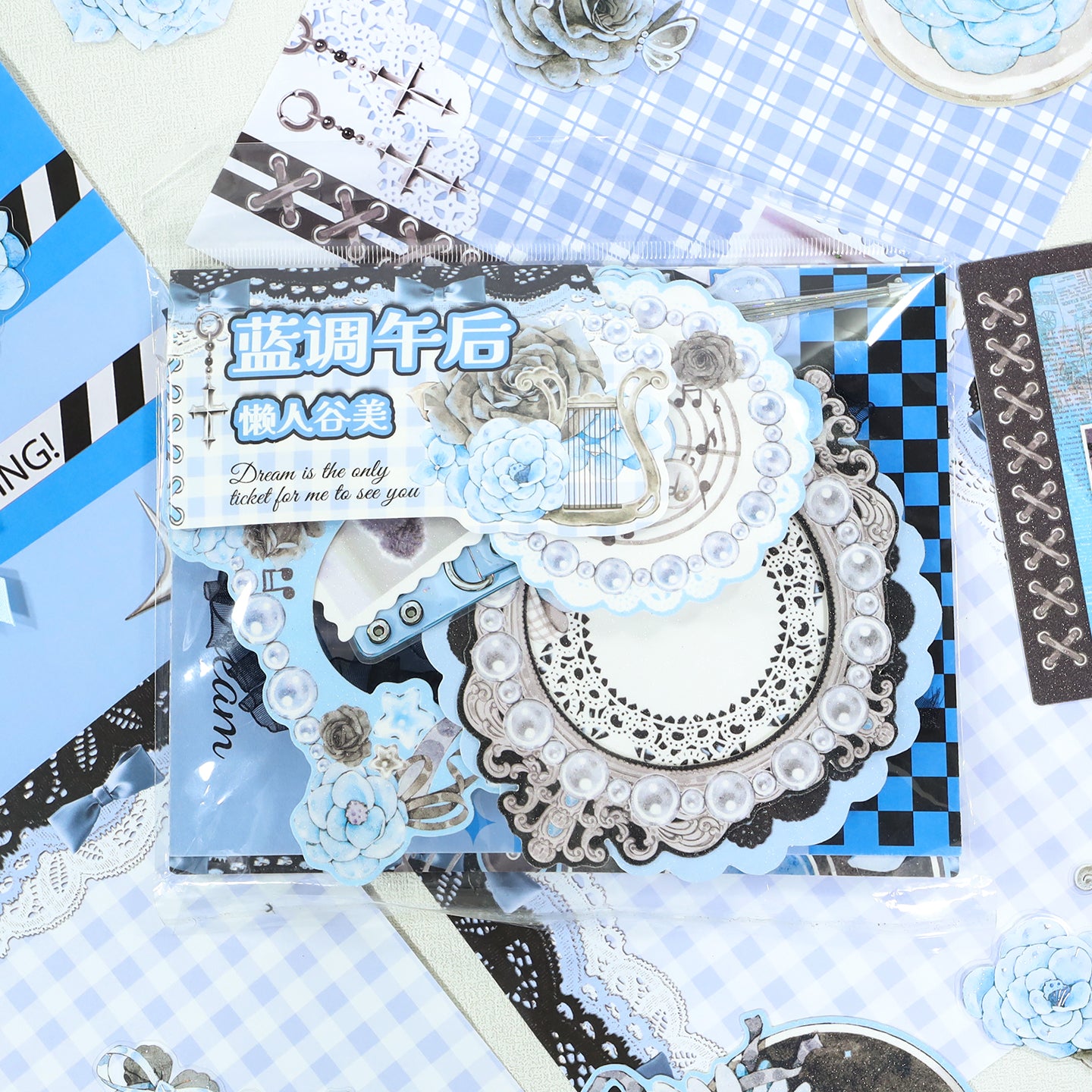 Blue Afternoon Mixed pack journaling ephemera -52Pcs each pack