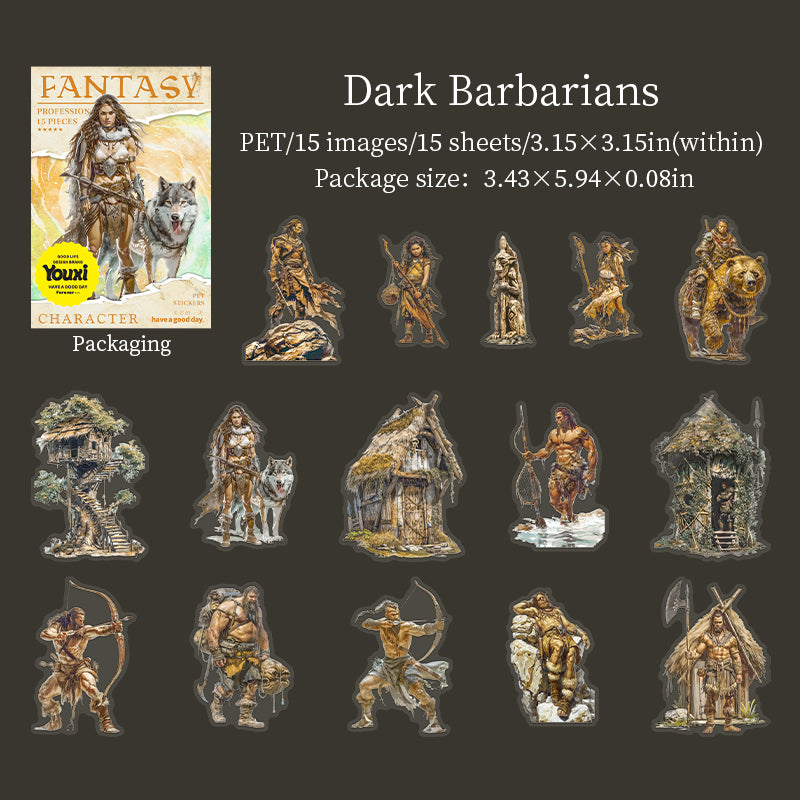 Vintage figure PET Stickers -15Pcs each pack