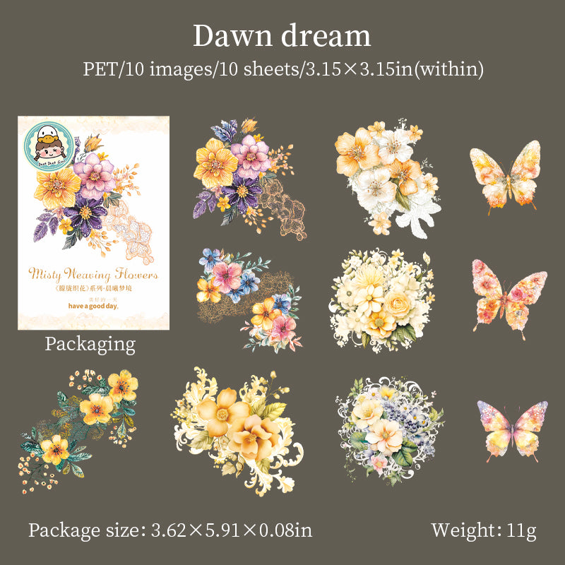 0326 Misty Weaving Flowers Series Sticker -10Pcs each pack