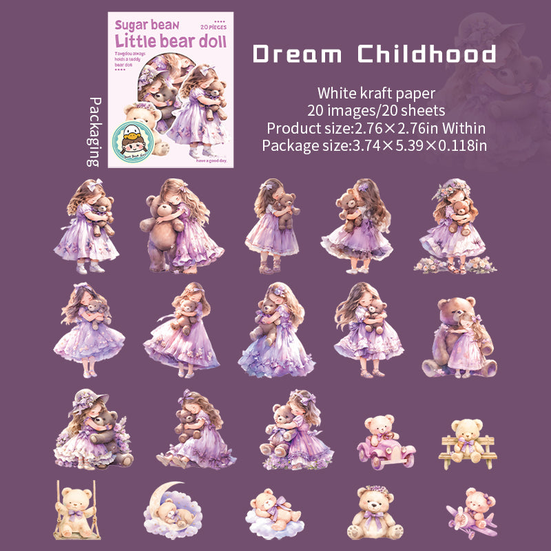 0812 Sugar bean little bear doll Sticker -20Pcs each pack