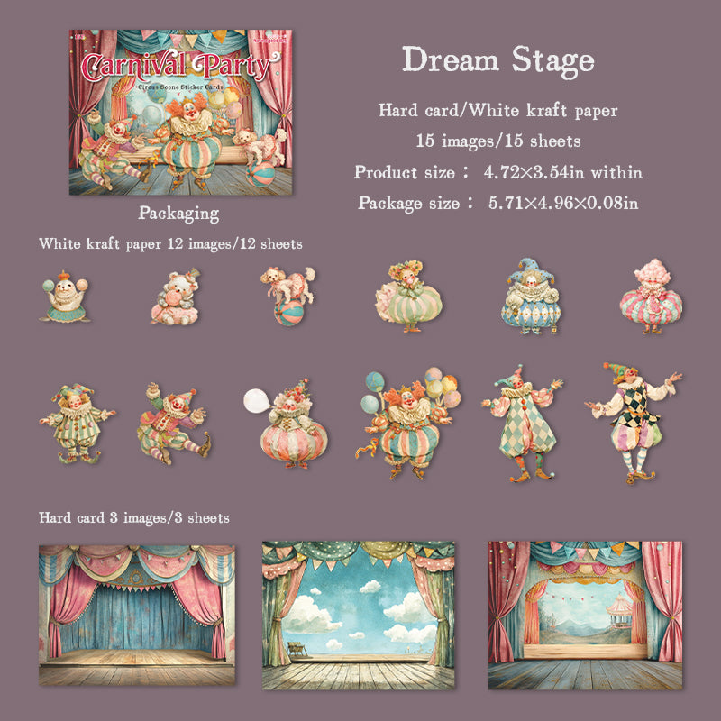 Circus cardstock & Solid sticker -15Pcs each pack