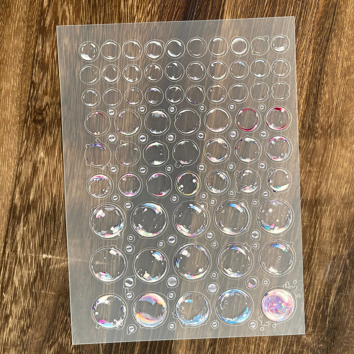 Full bubbles PET sticker sheet