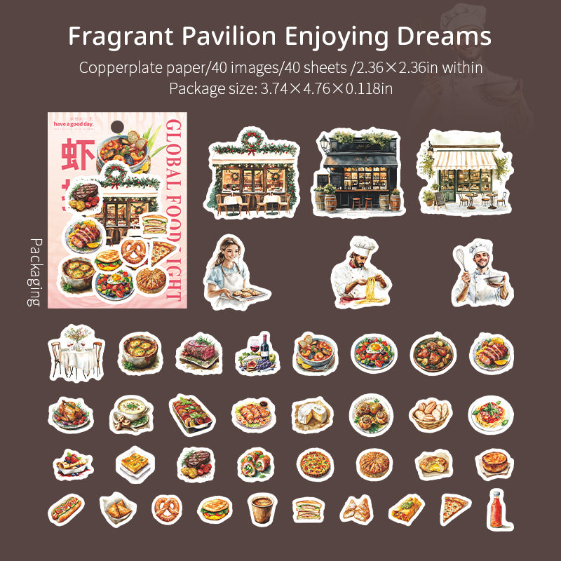 0715 World cuisine sticker -40Pcs each pack