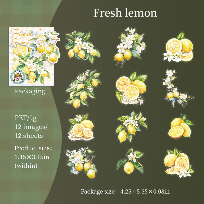 0314 Flower Fruit Series Sticker -12Pcs each pack