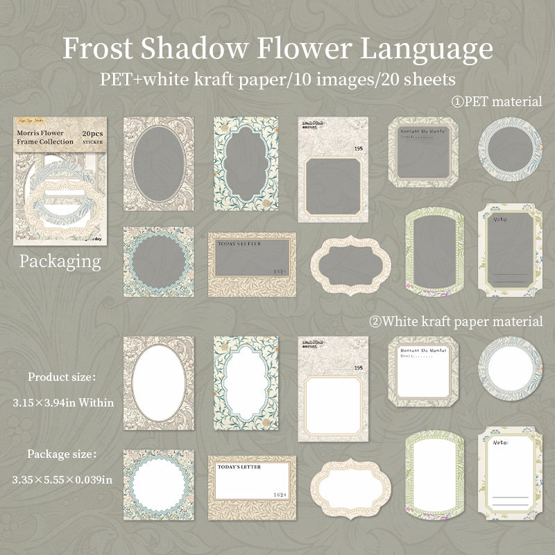 Morris Flower Frame Collection PET & Solid sticker -20Pcs each pack