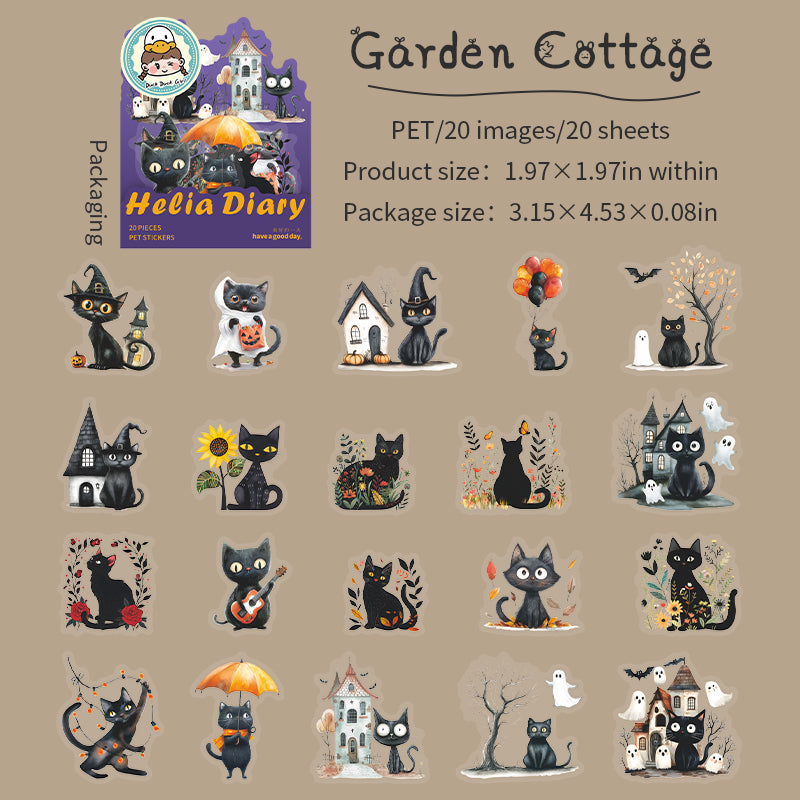Halloween black cat PET Sticker -1Pcs each pack