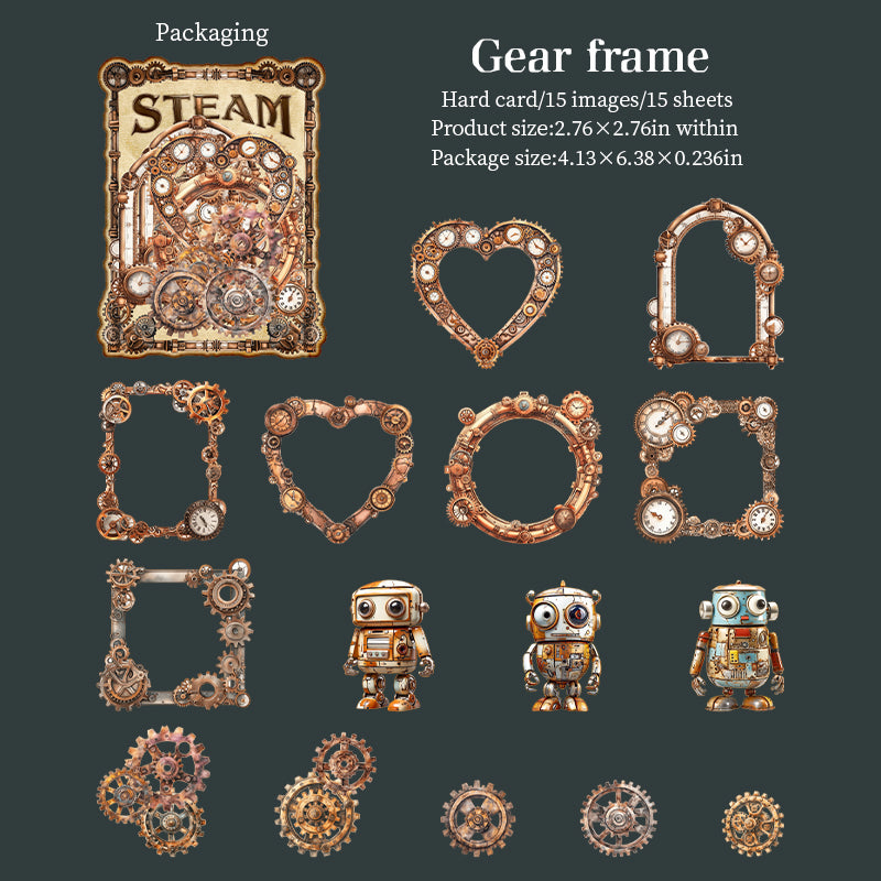 Steampunk cardstock Sticker -15Pcs each pack