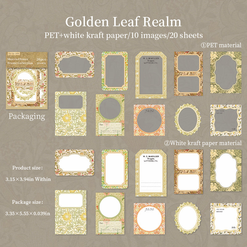 Morris Flower Frame Collection PET & Solid sticker -20Pcs each pack