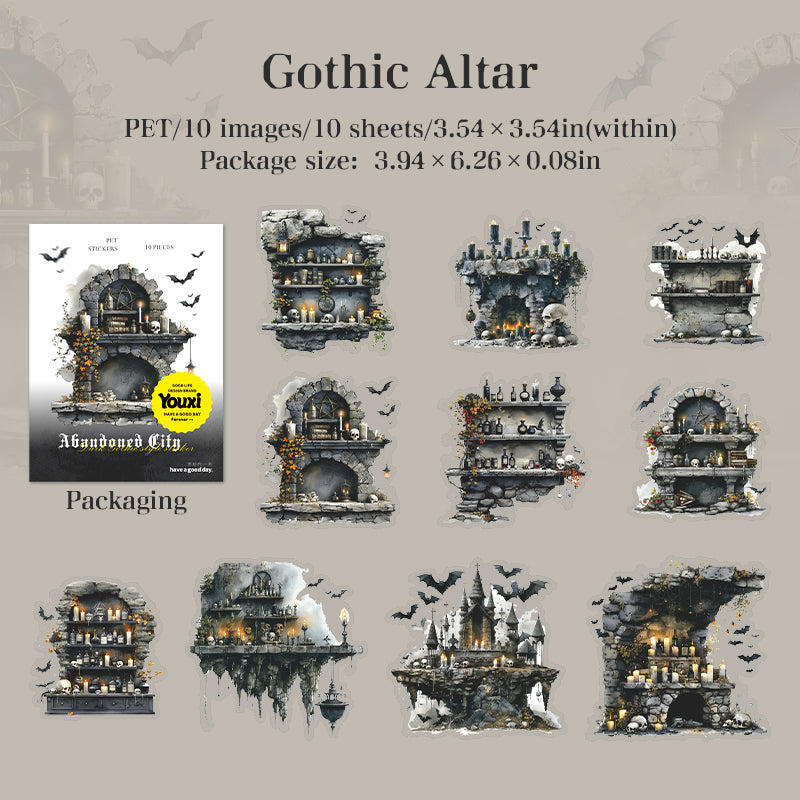 Abandoned City PET Stickers -10Pcs each pack