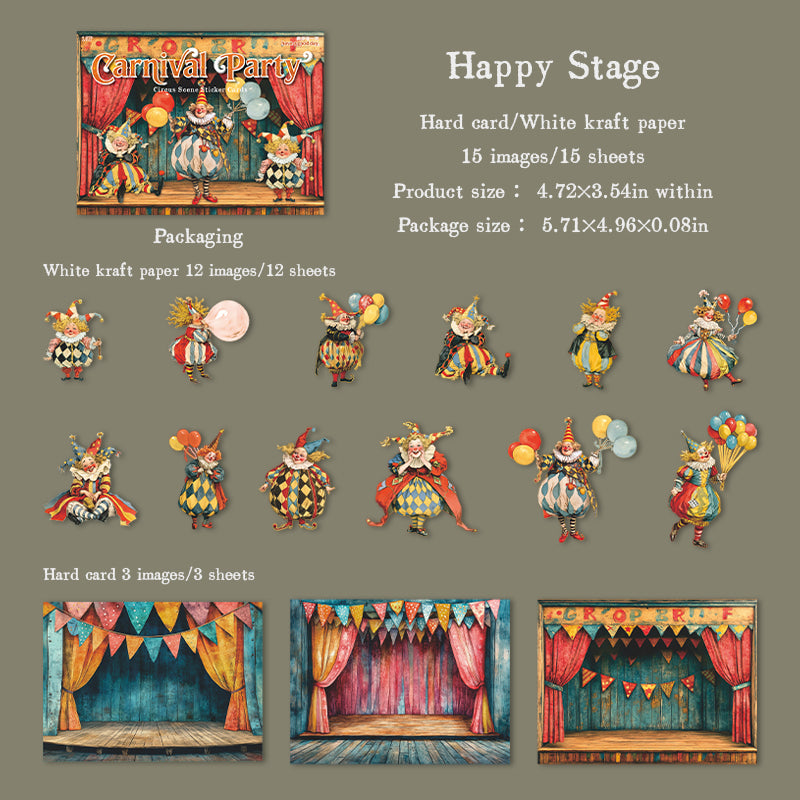 Circus cardstock & Solid sticker -15Pcs each pack