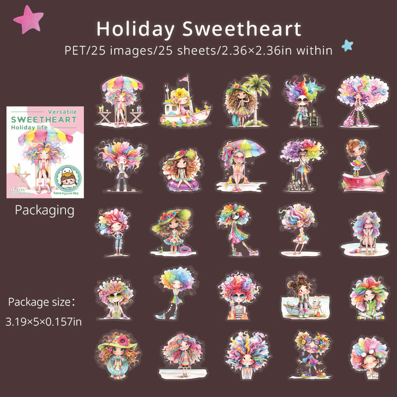 Sweetheart's holiday life PET sticker -25Pcs each pack