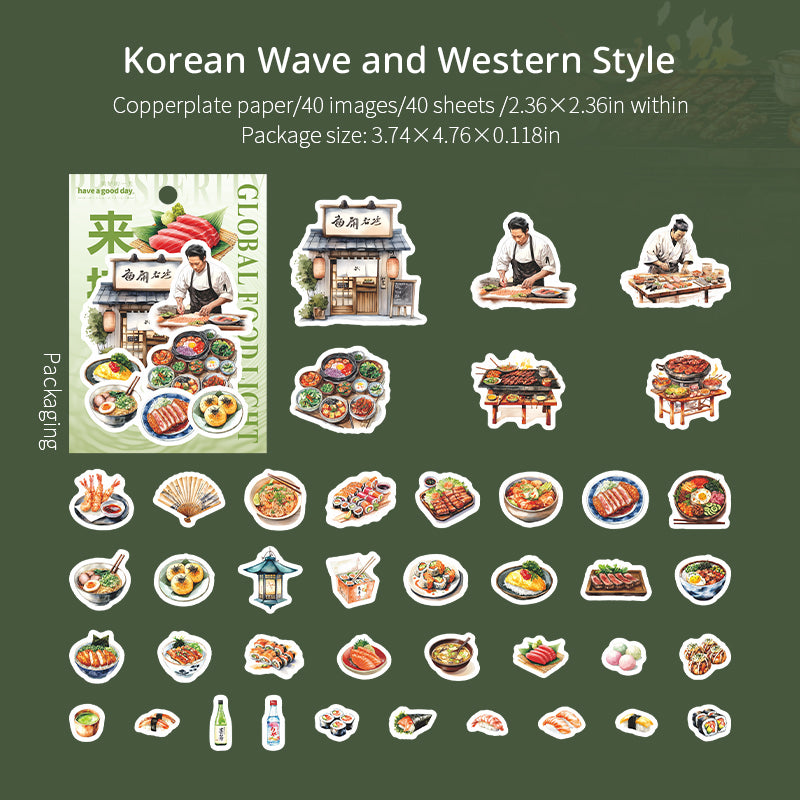 World cuisine sticker -40Pcs each pack