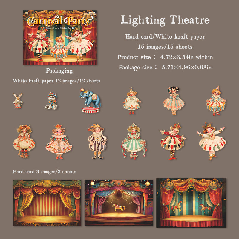 Circus cardstock & Solid sticker -15Pcs each pack
