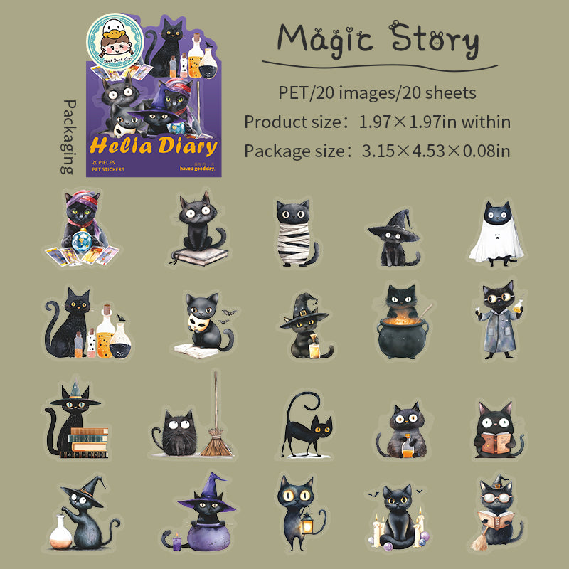 Halloween black cat PET Sticker -1Pcs each pack