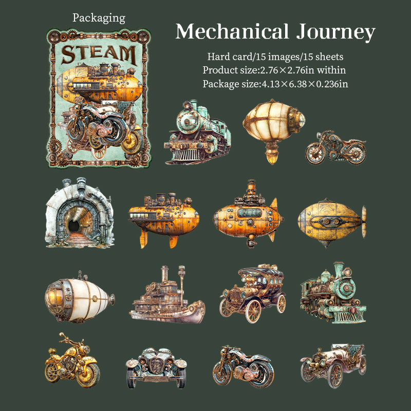 Steampunk cardstock Sticker -15Pcs each pack