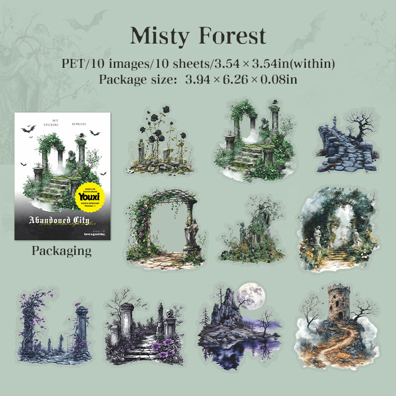 Abandoned City PET Stickers -10Pcs each pack
