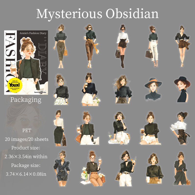 0811 Anne's Fashion Diary PET Sticker -20Pcs each pack