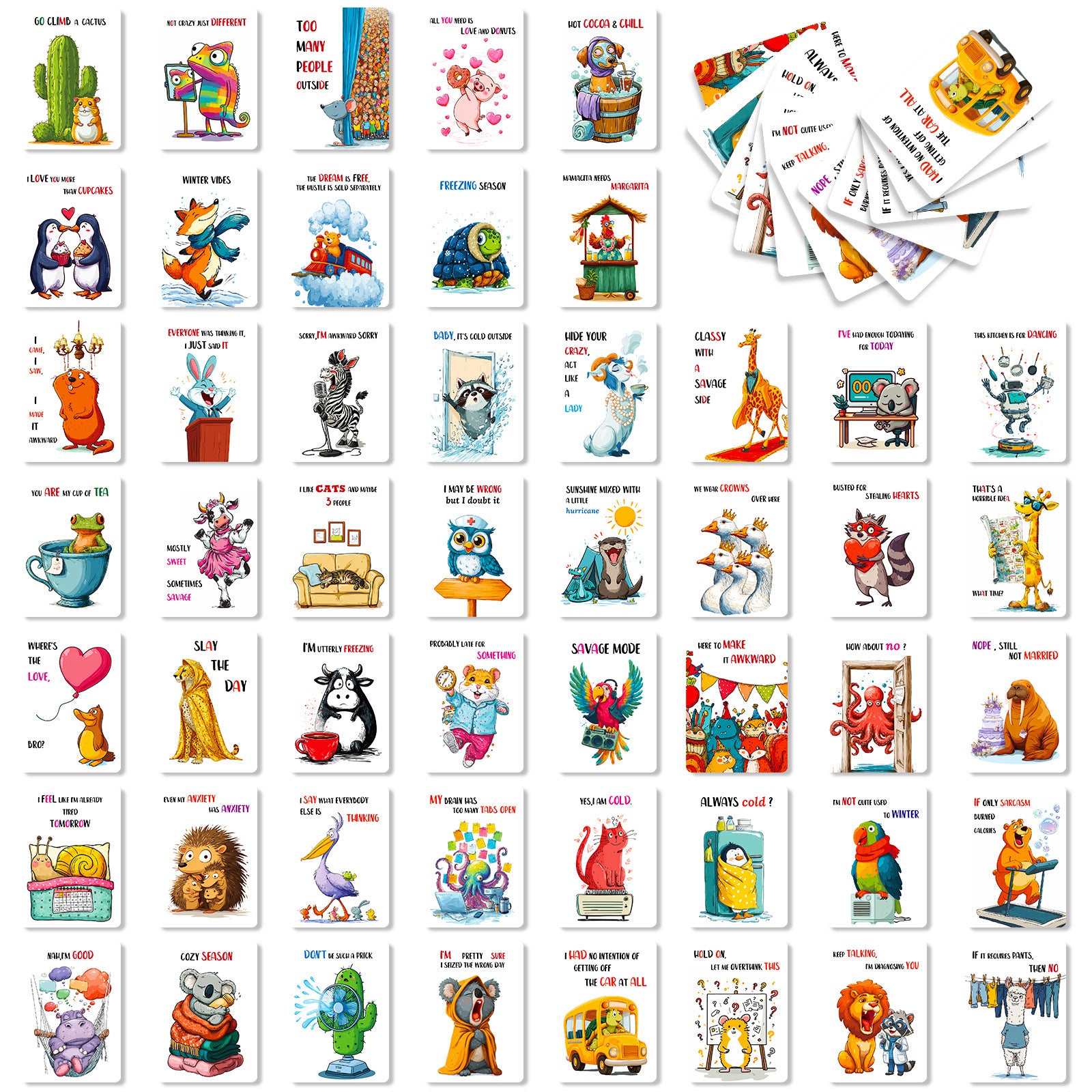 0814 Animal Humor Text Cards ATC card 50pcs 2.5*3.5 inch